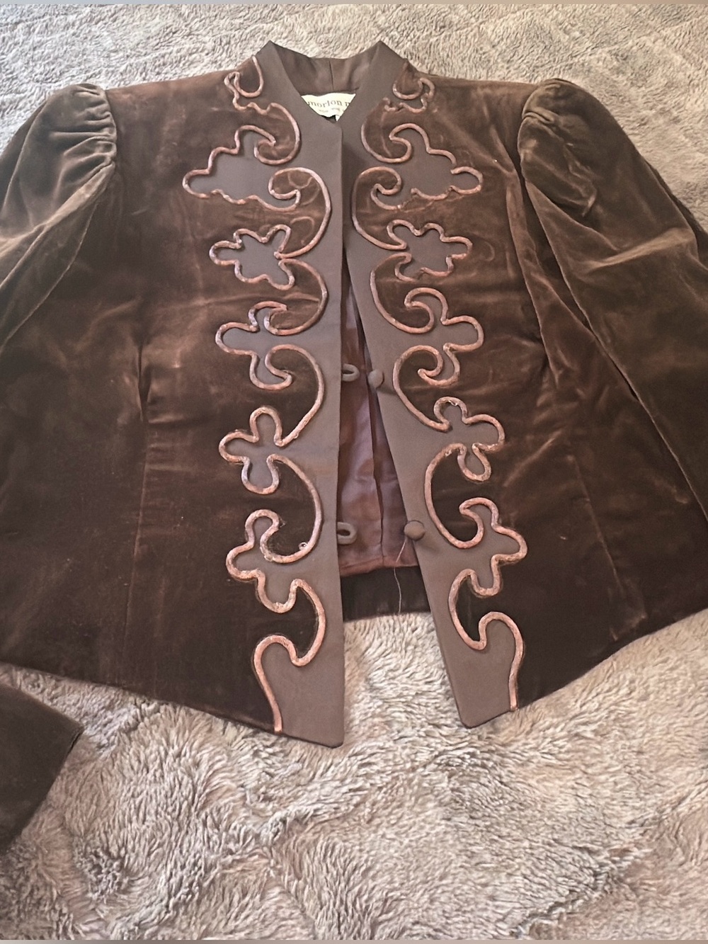 Vintage Morton Myles Brown Velvet Jacket with pit-pit 17.5 (mix40)
